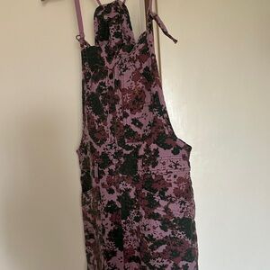 Floral Print Pink & Black Overalls